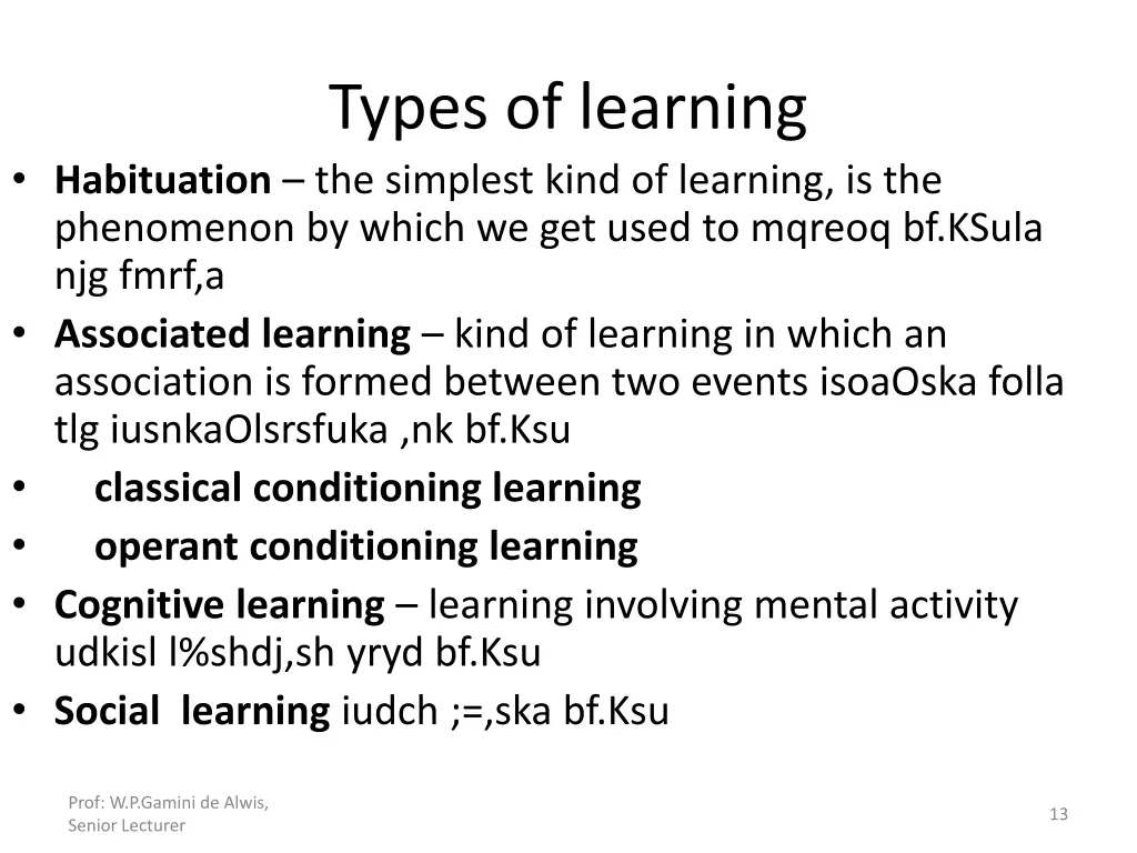 types of learning