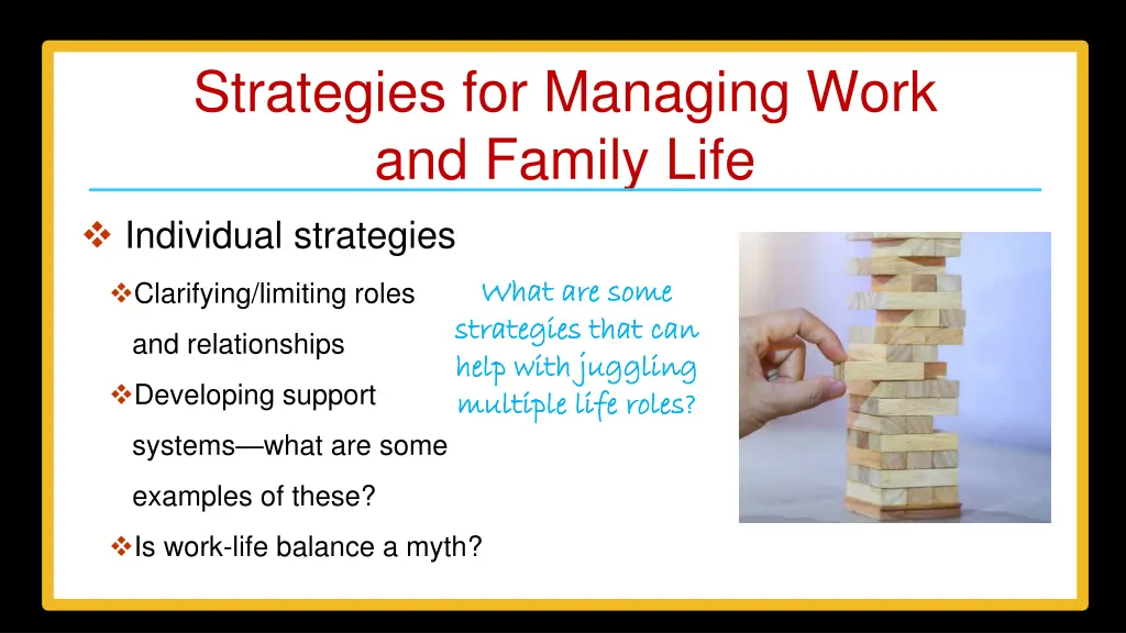strategies for managing work and family life