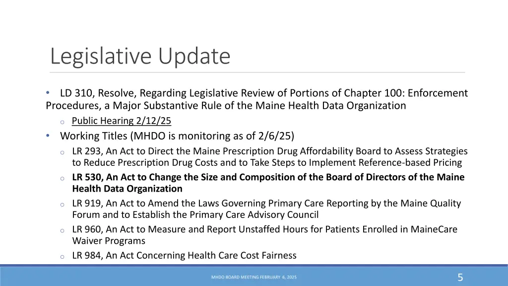 legislative update