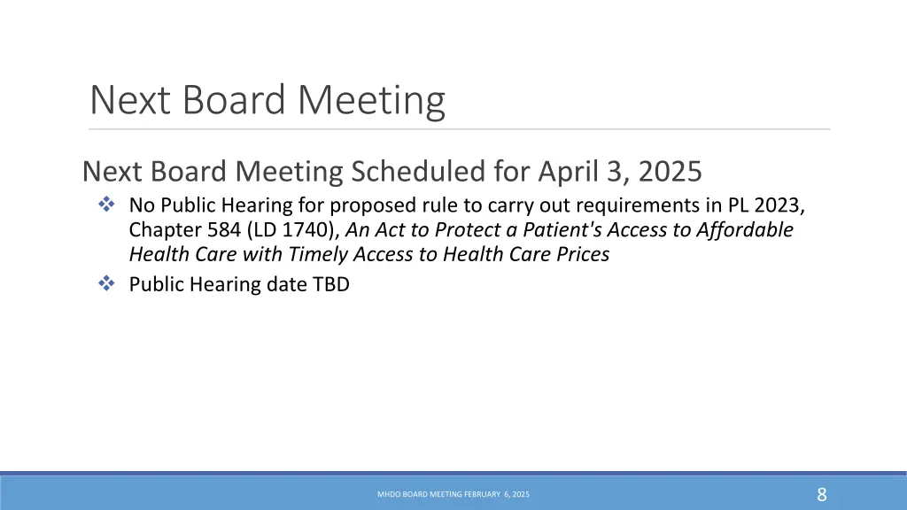 next board meeting