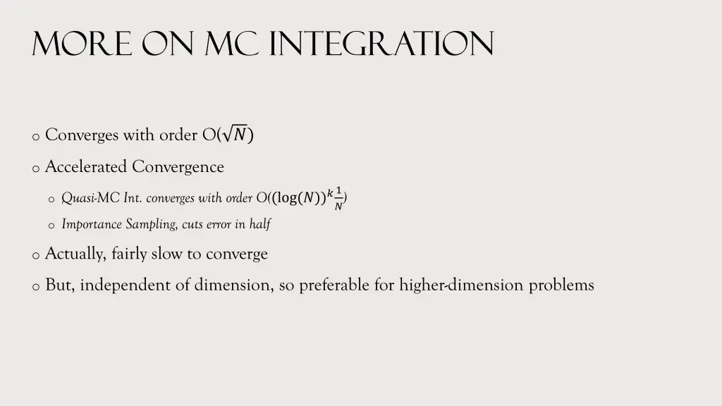 more on mc integration