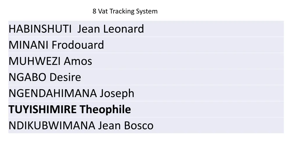 8 vat tracking system