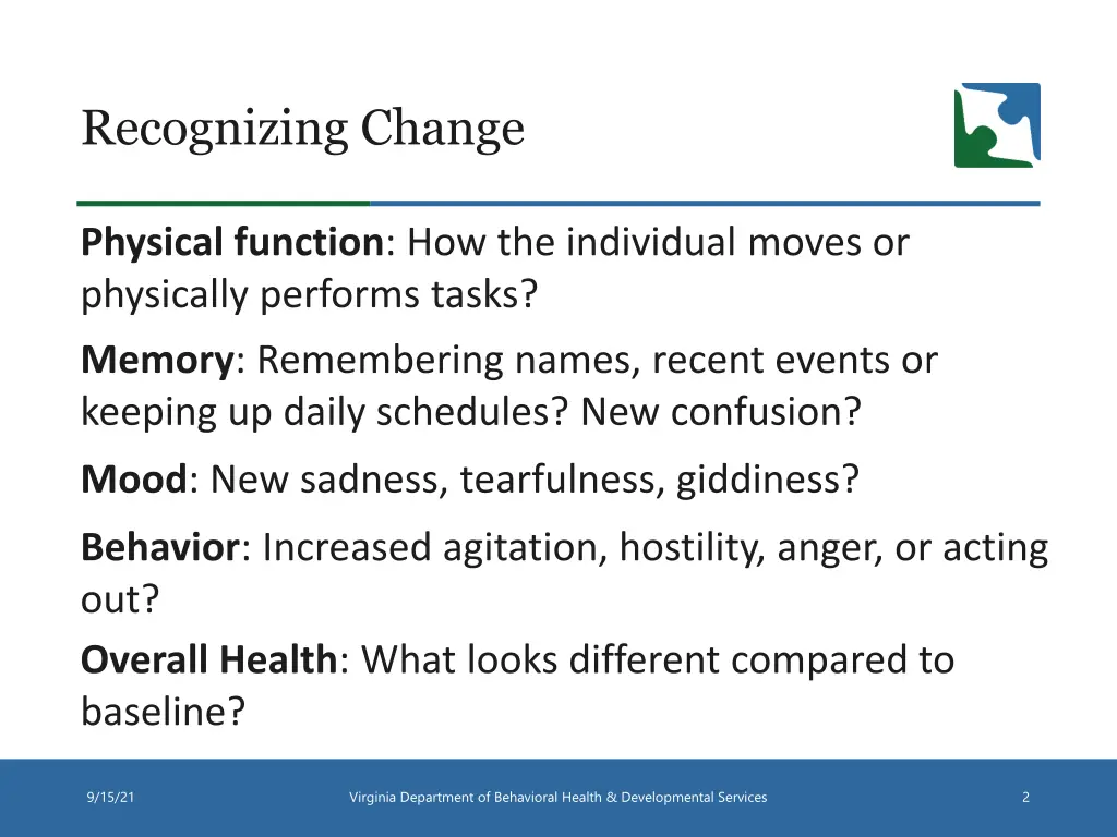 recognizing change