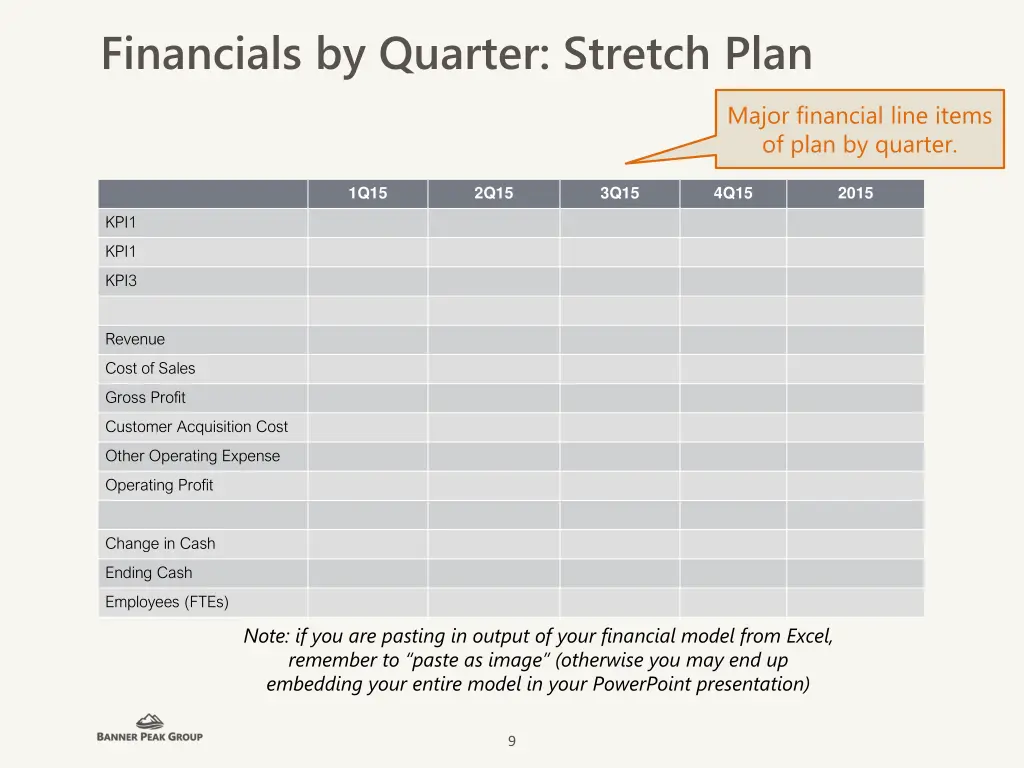 financials by quarter stretch plan