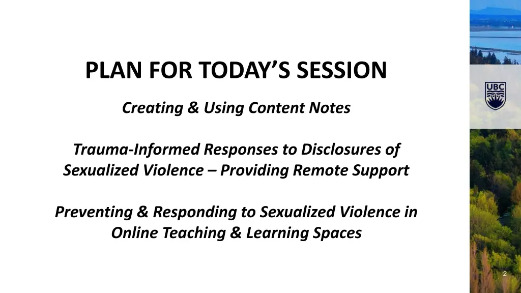 plan for today s session