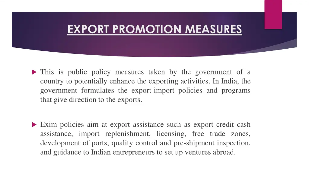 export promotion measures