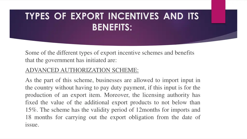 types of export incentives and its benefits