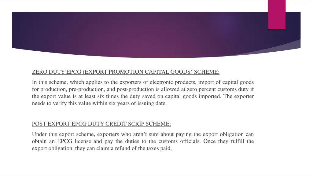 zero duty epcg export promotion capital goods