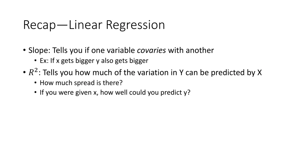 recap linear regression