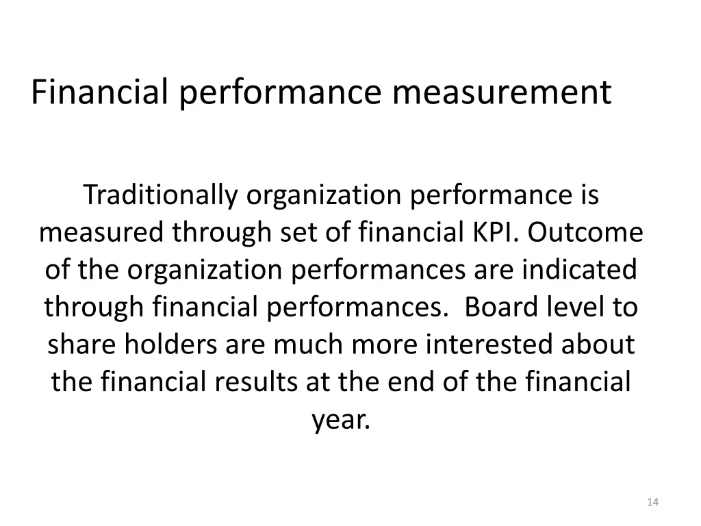 financial performance measurement