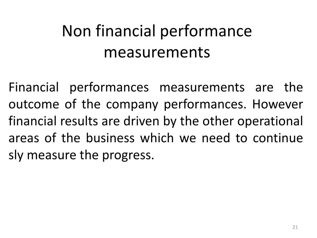 non financial performance measurements