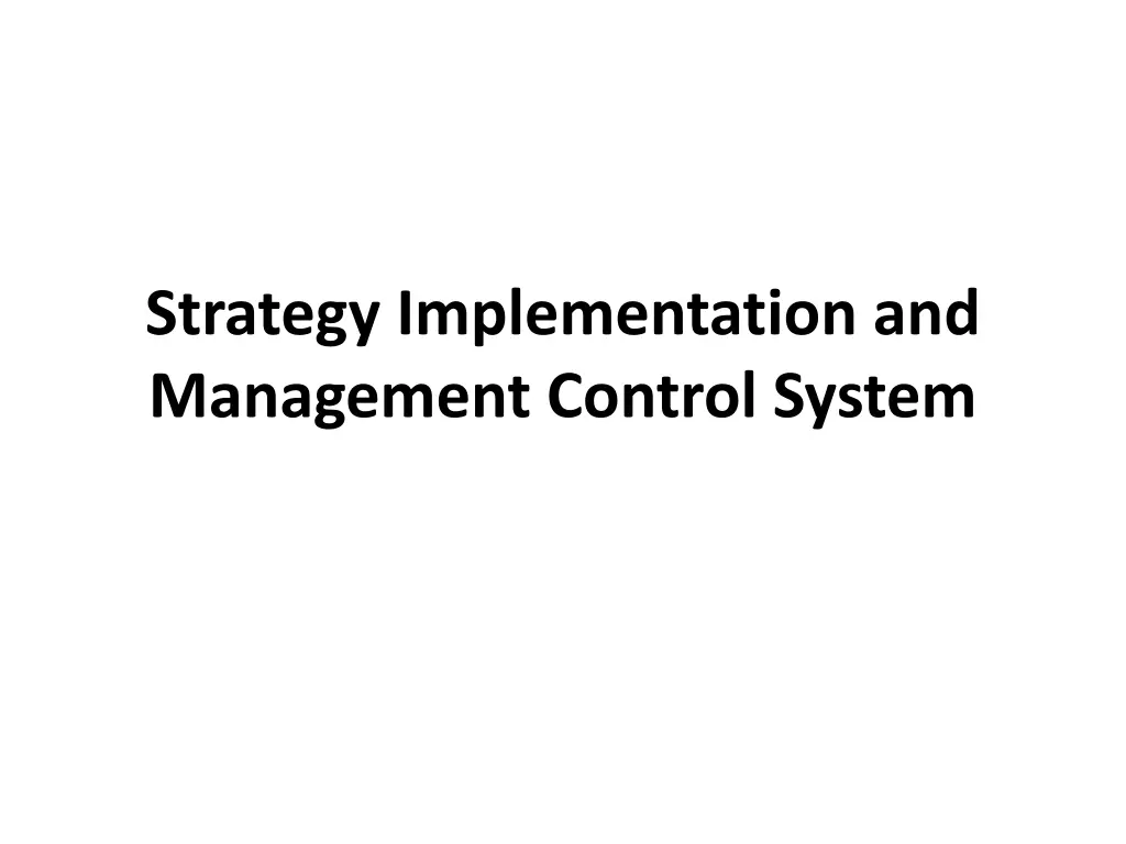 strategy implementation and management control