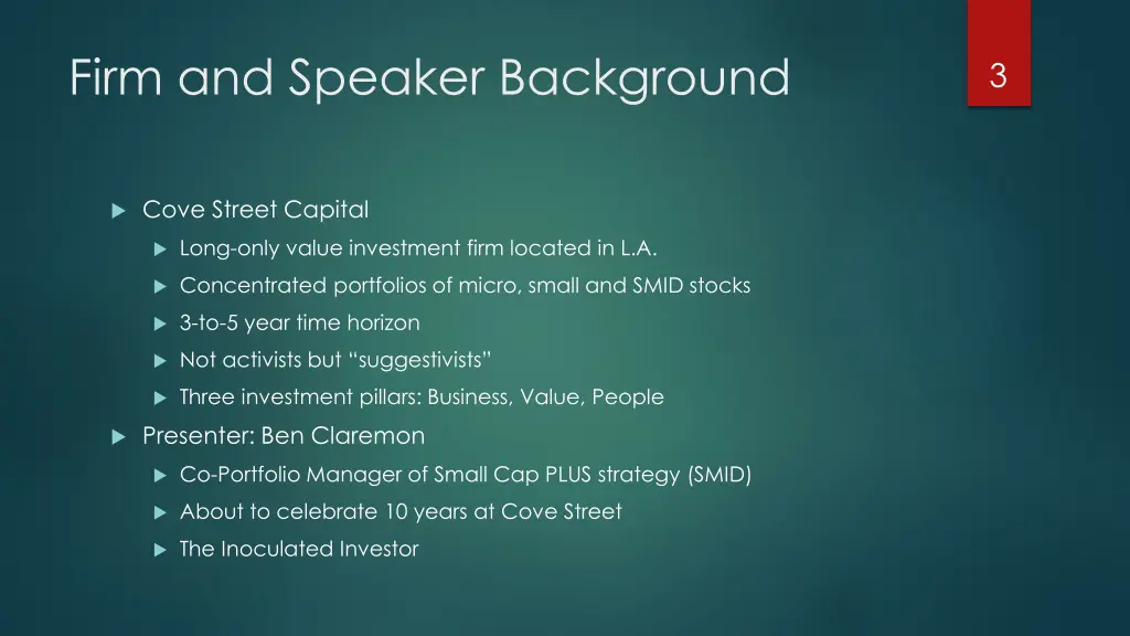 firm and speaker background
