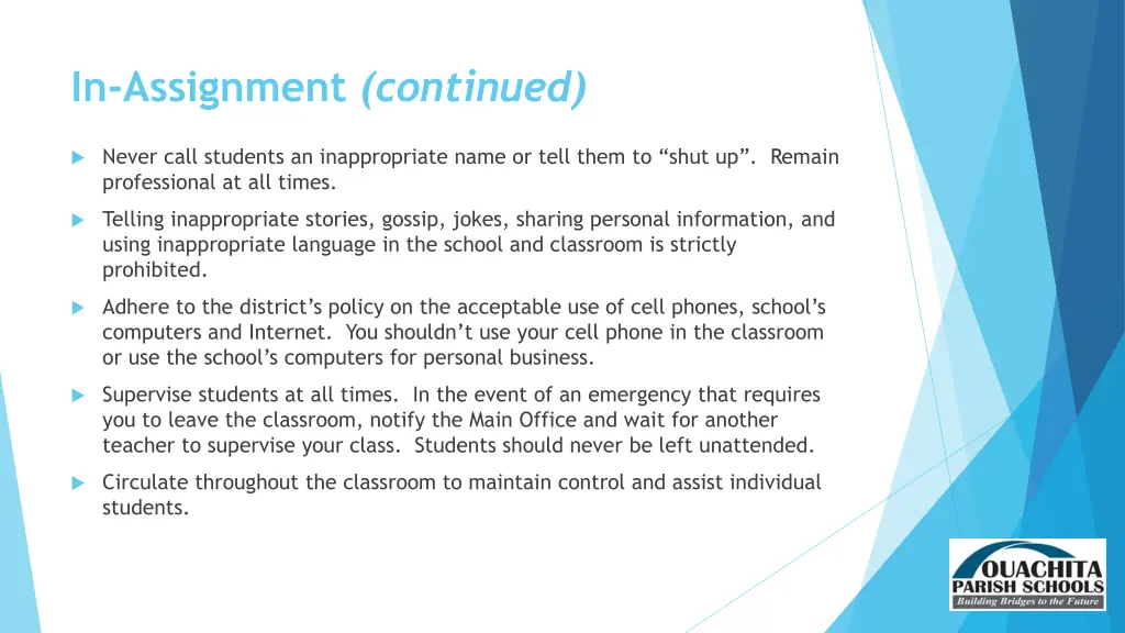 in assignment continued