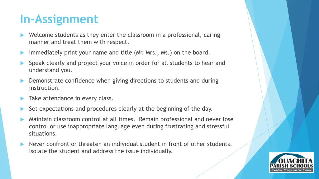 in assignment