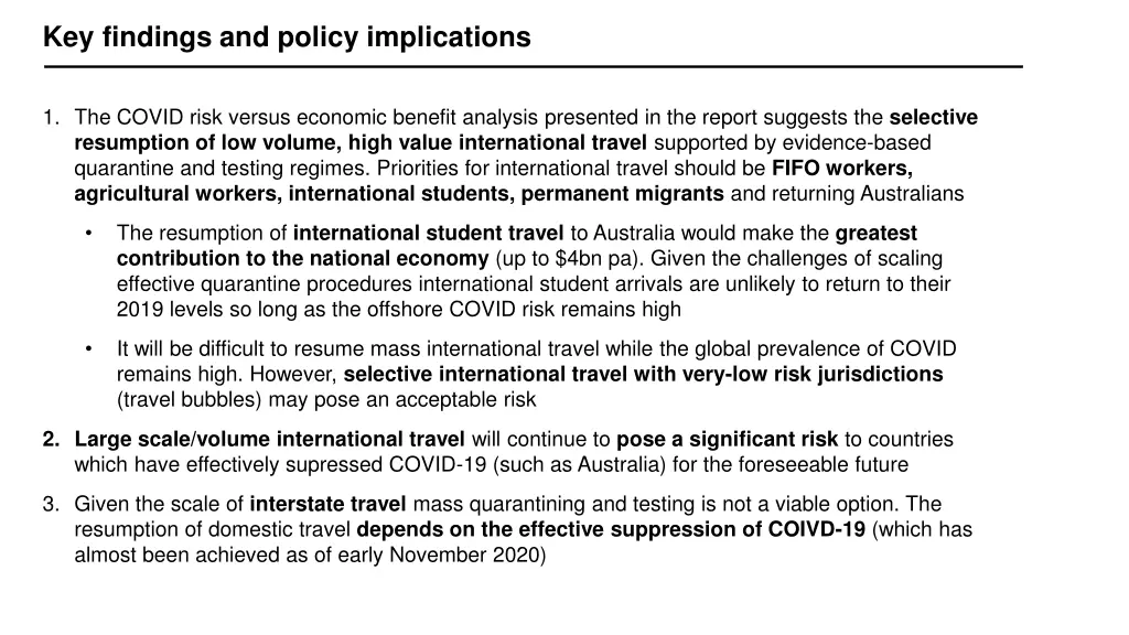key findings and policy implications