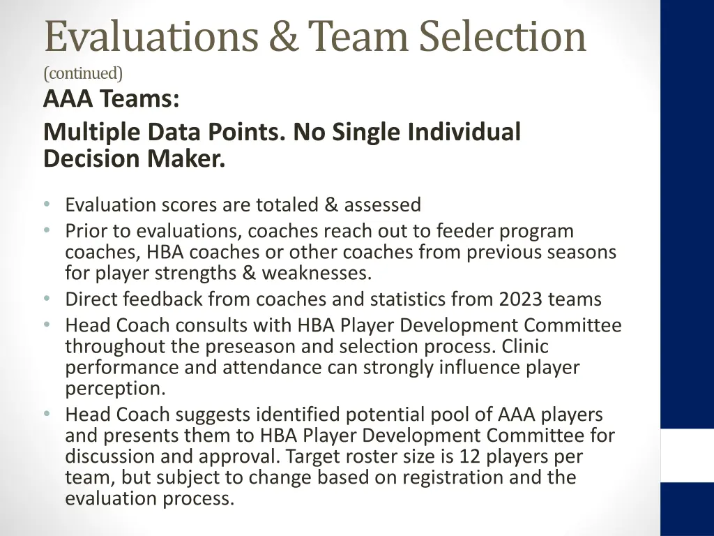 evaluations team selection continued 1