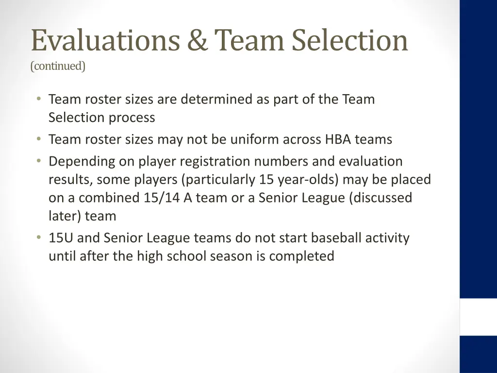 evaluations team selection continued 3