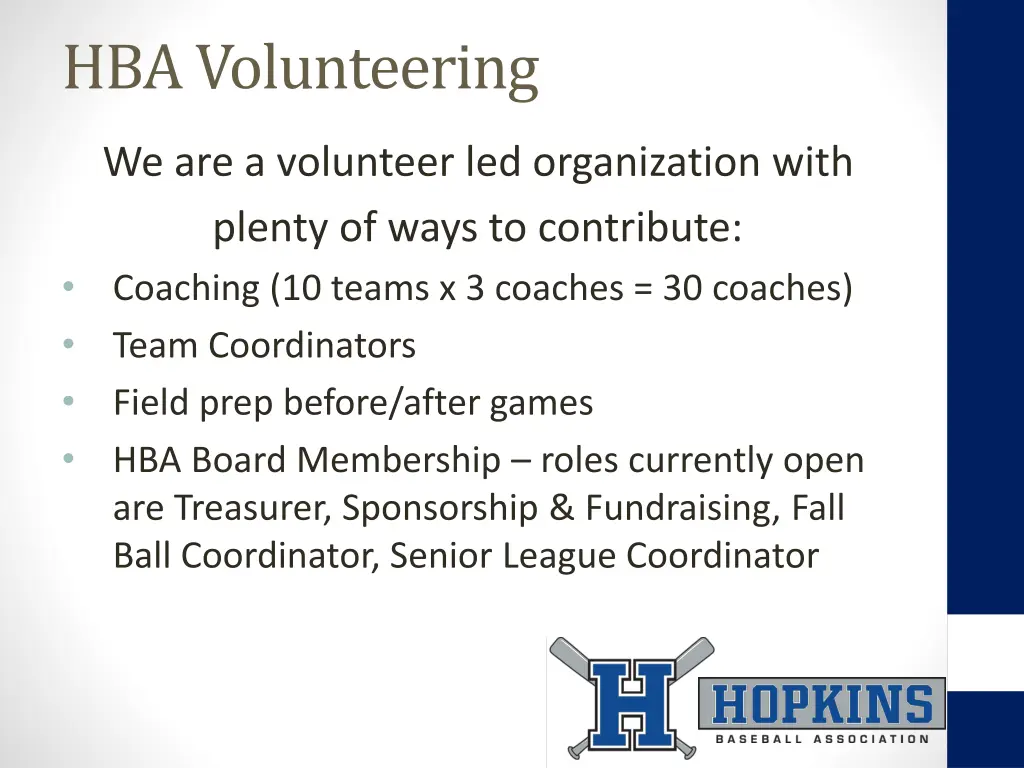 hba volunteering