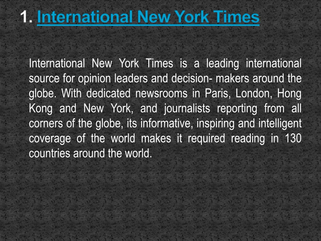 1 international new york times