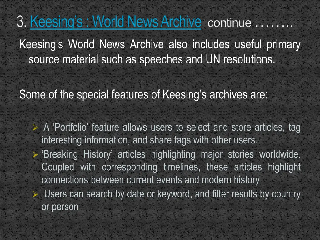 3 keesing s world news archive continue