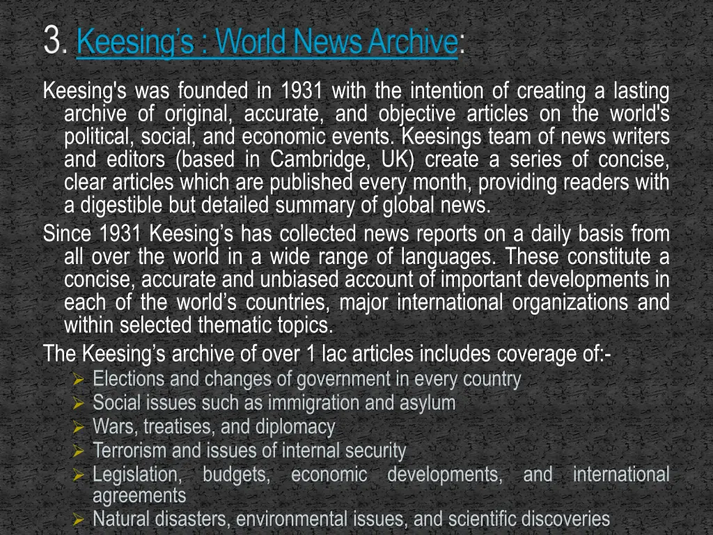 3 keesing s world news archive