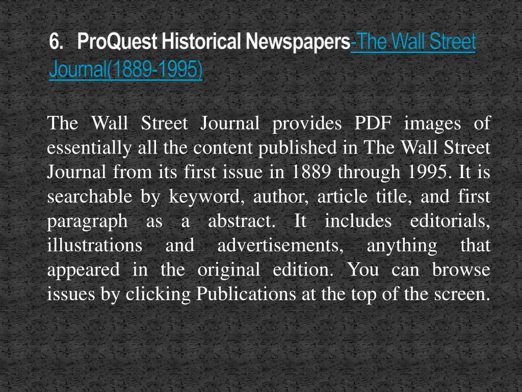 6 proquest historical newspapers the wall street