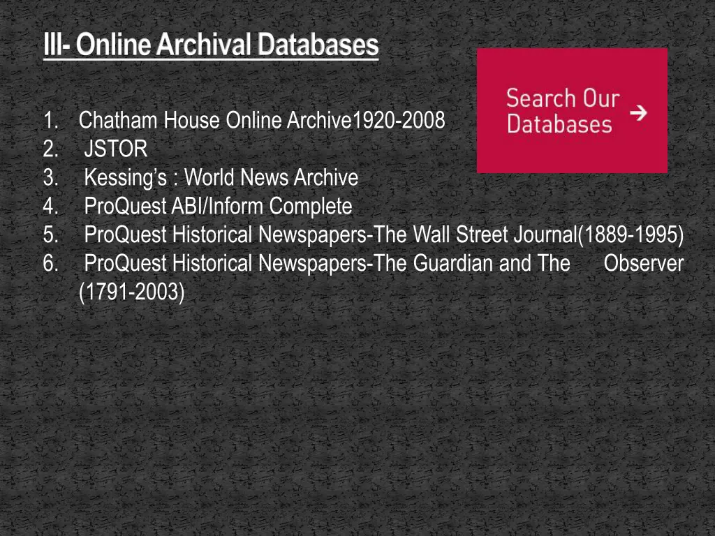 iii online archival databases