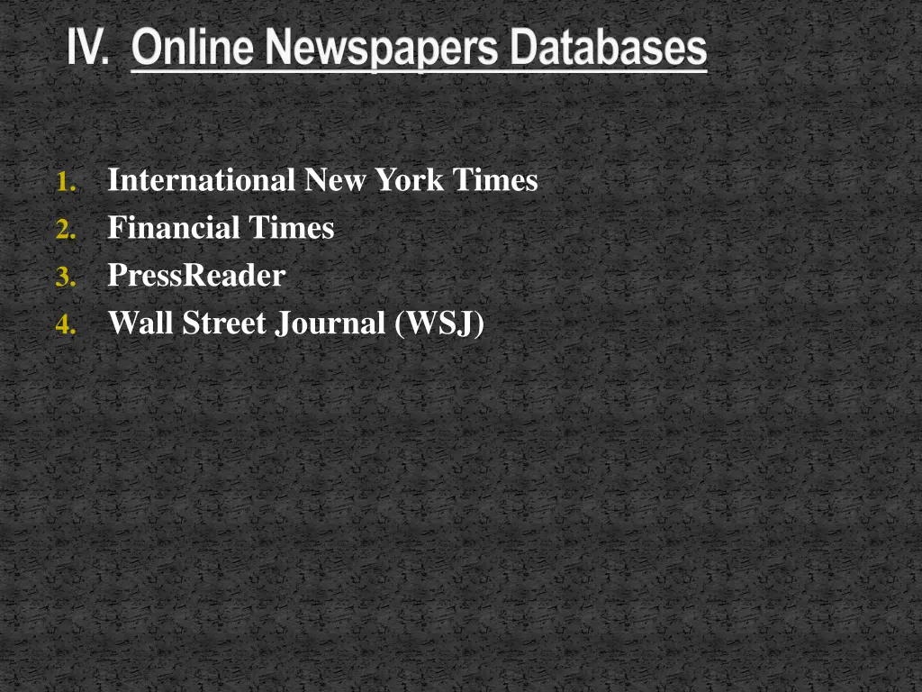 iv online newspapers databases