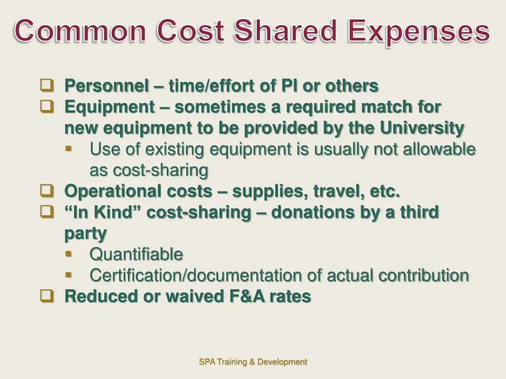 common cost shared expenses