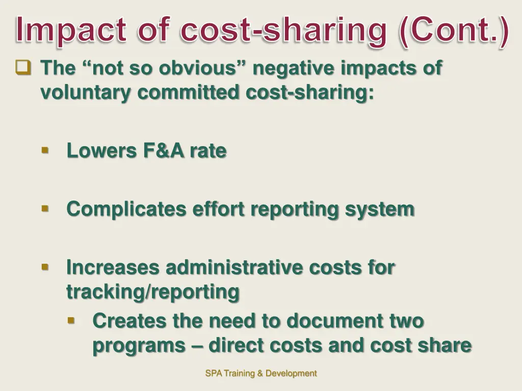 impact of cost sharing cont the not so obvious