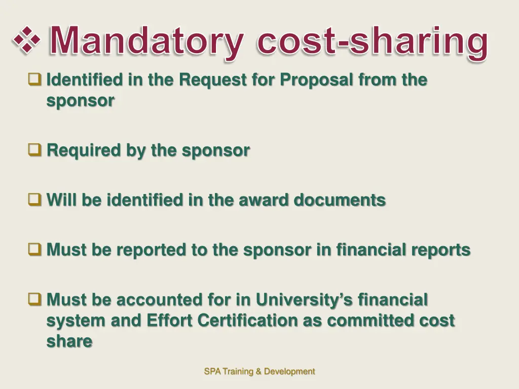 mandatory cost sharing