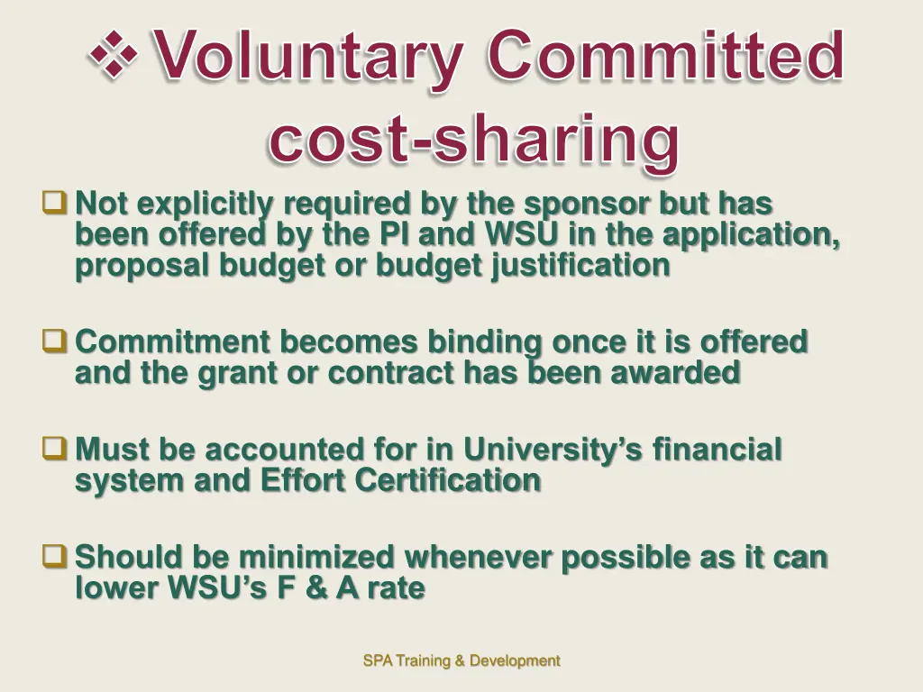 voluntary committed cost sharing