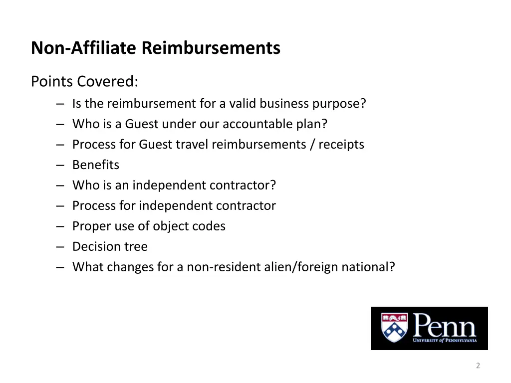 non affiliate reimbursements 1