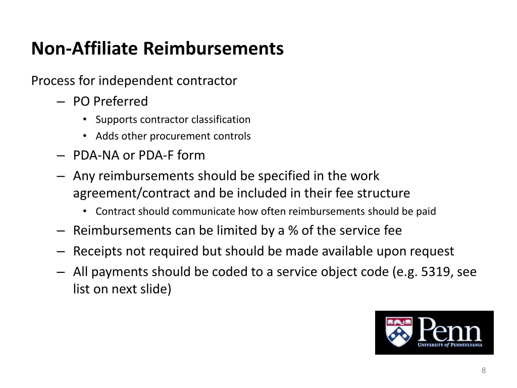 non affiliate reimbursements 7