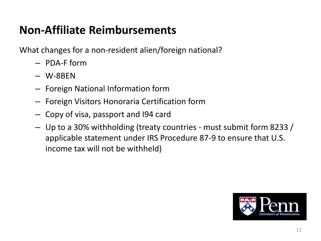 non affiliate reimbursements 9