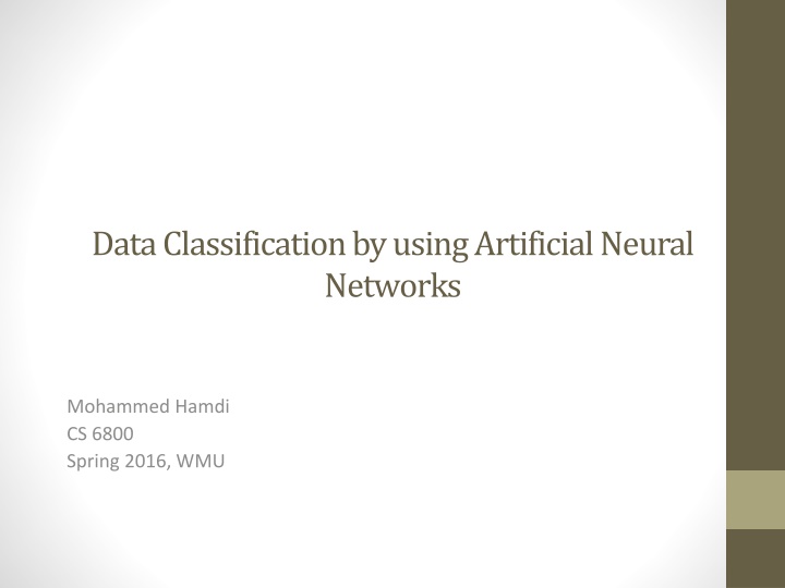 data classification by using artificial neural