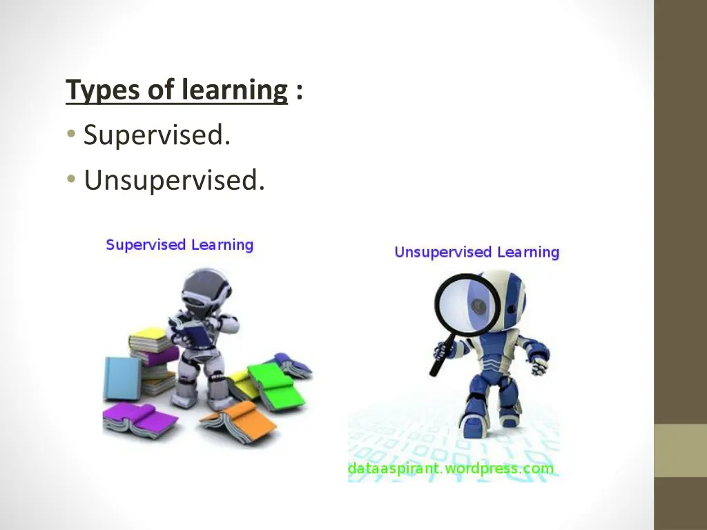 types of learning supervised unsupervised