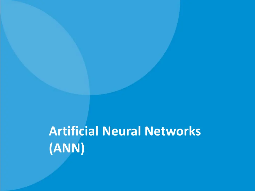artificial neural networks ann