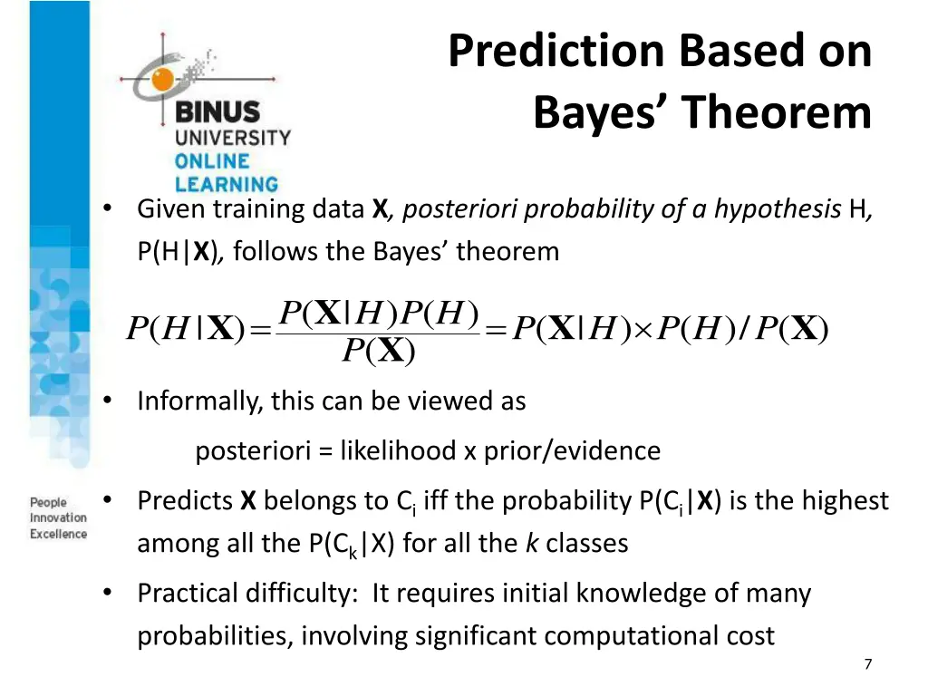 prediction based on bayes theorem