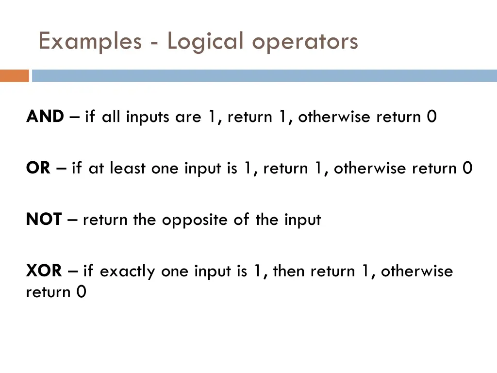 examples logical operators