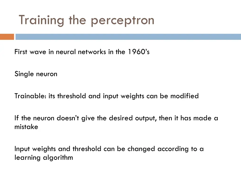 training the perceptron