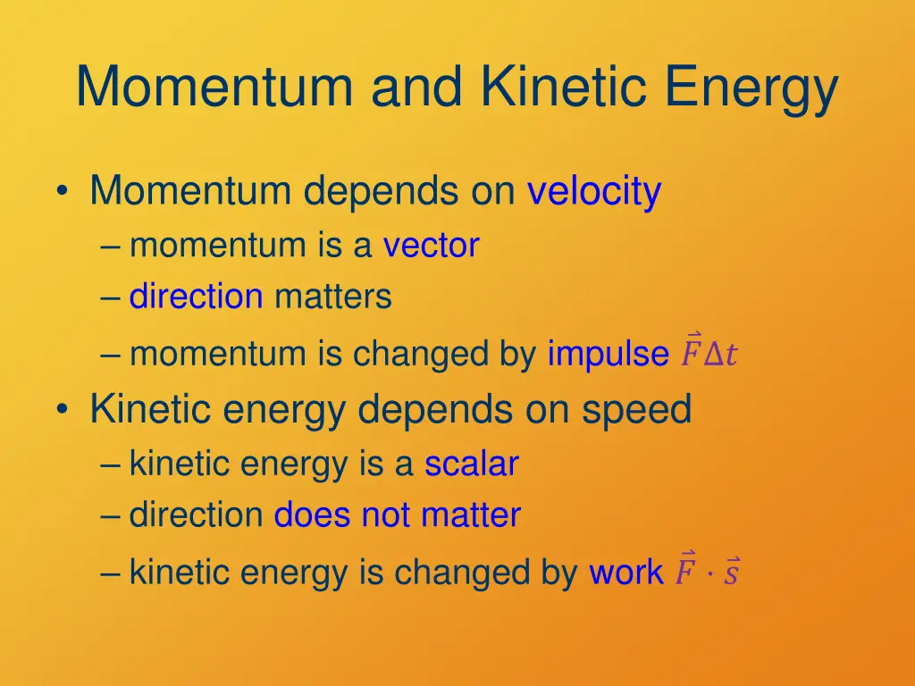 momentum and kinetic energy