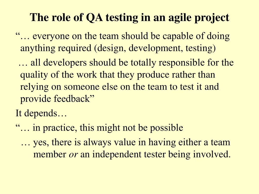 the role of qa testing in an agile project