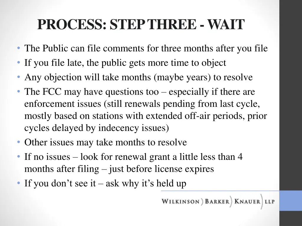 process step three wait