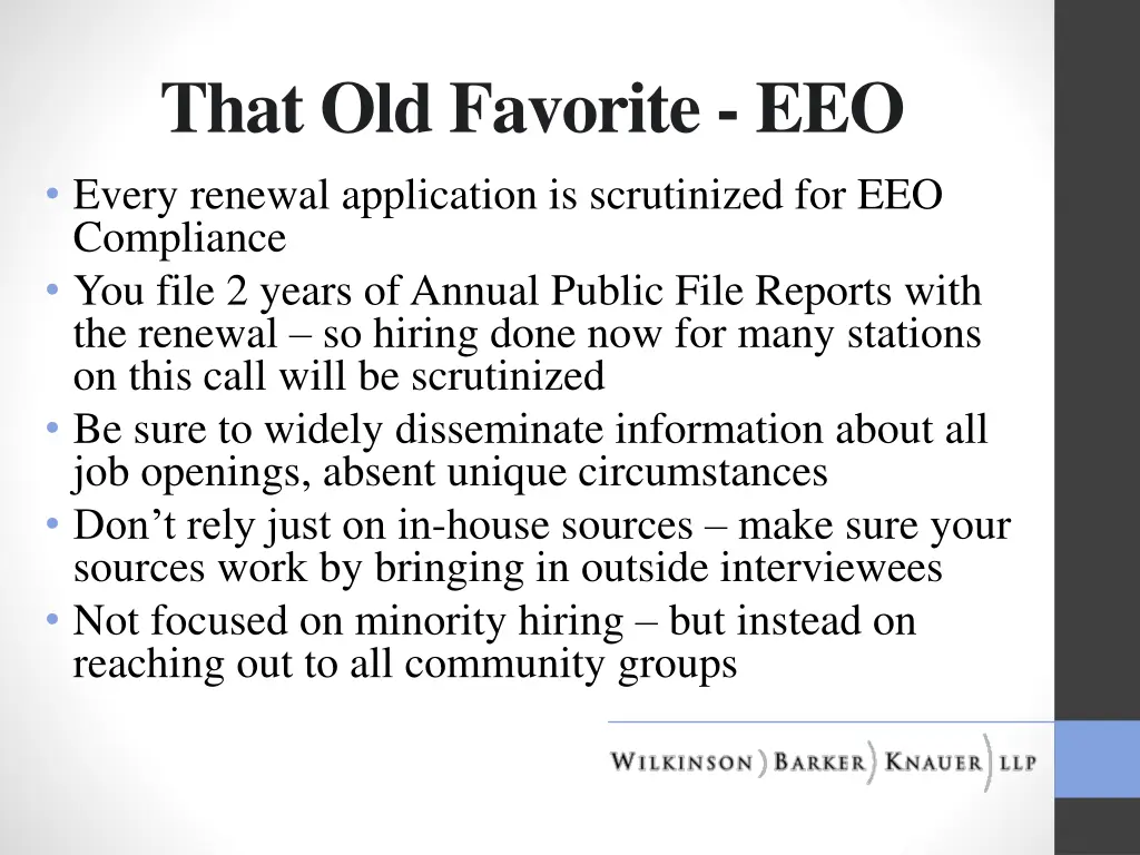 that old favorite eeo every renewal application
