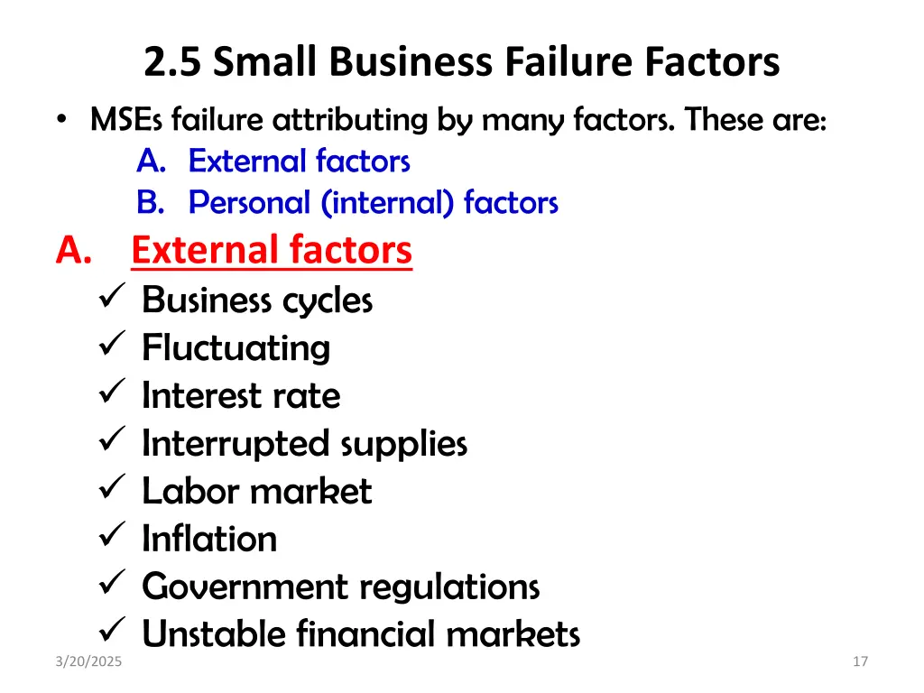 2 5 small business failure factors mses failure