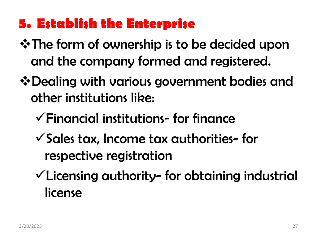 5 establish the enterprise the form of ownership