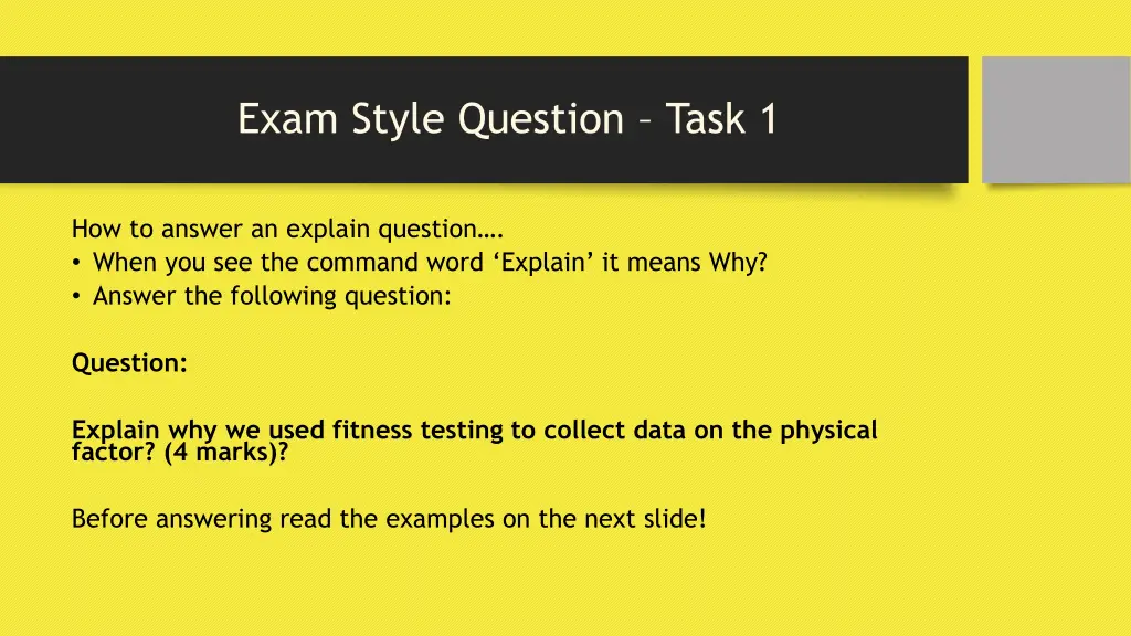 exam style question task 1
