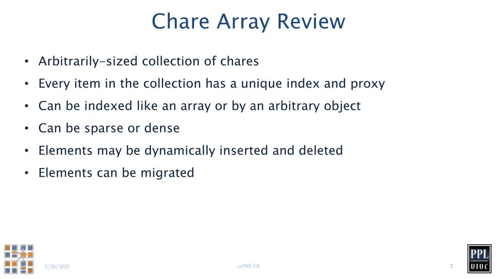 chare array review